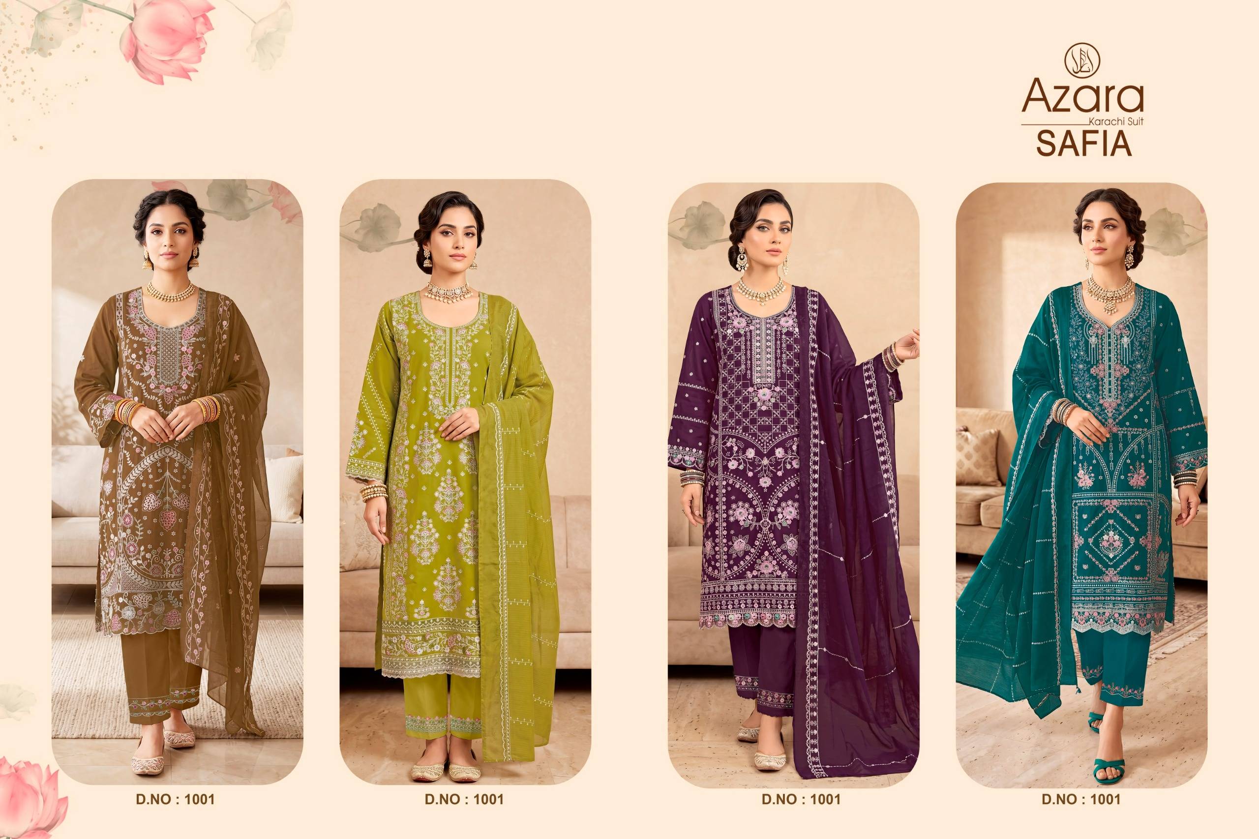 SAFIA By Radhika fashion 1001 To 1004 Series Beautiful Festive Suits Colorful Stylish Fancy Casual Wear & Ethnic Wear Pure Cotton Dresses At Wholesale Price